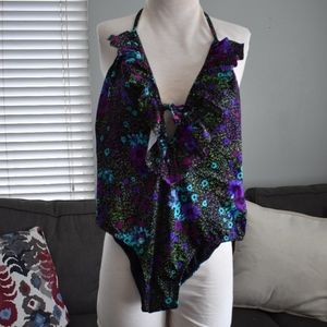 NWT Billabong Floral Ruffle One Piece, Medium
